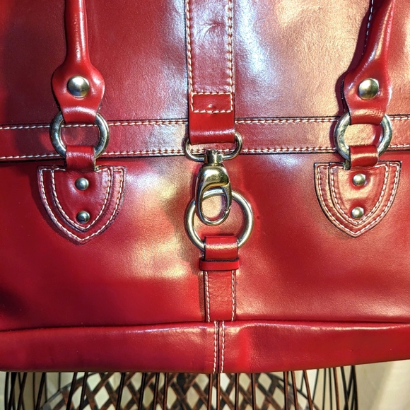 Michael Rome Red Leather Purse, Shoulder Bag, Italian,‎ Silver Toned Hardware - Picture 5 of 6